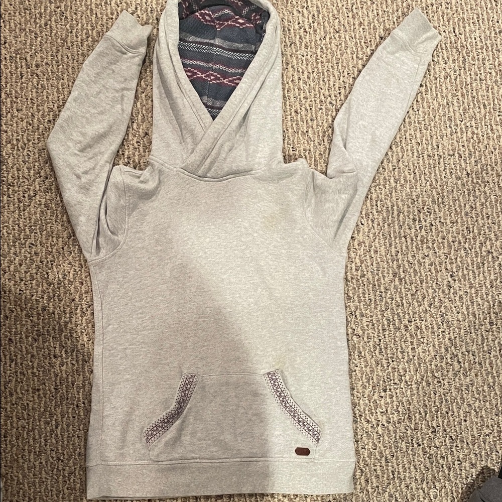 Roxy Heather Gray Hoodie with Textured Lining